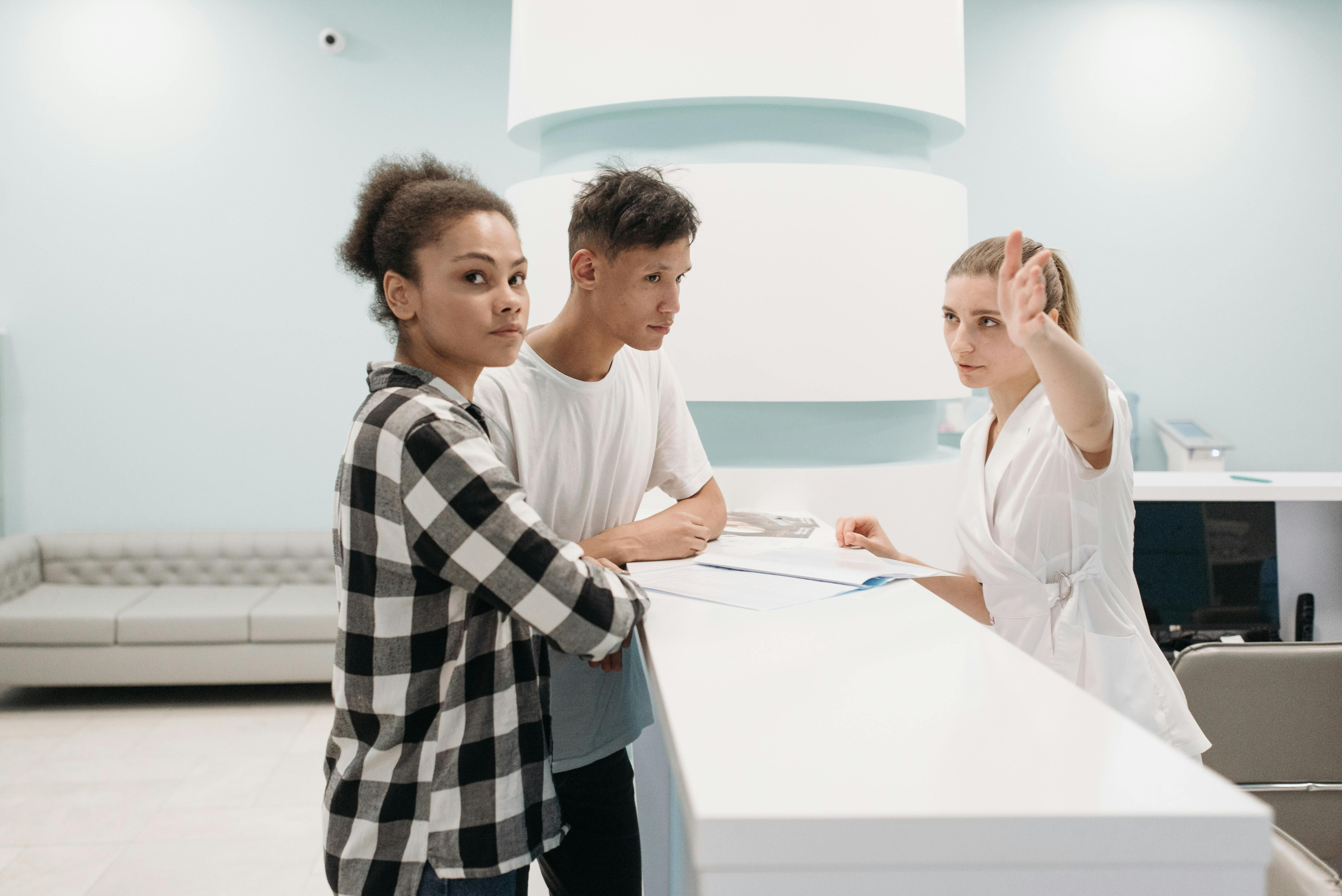 Patients at a hospital reception